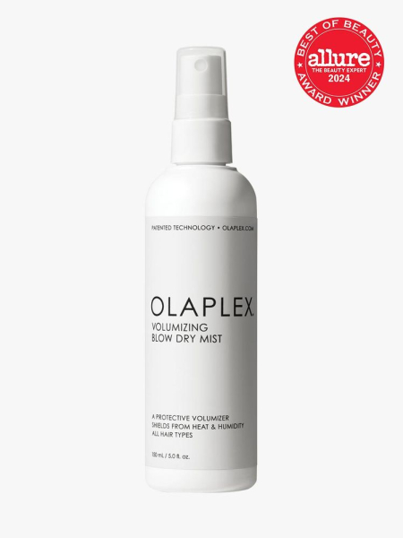 blow dry mist in branded white bottle with spray pump on light gray background with red and white 2024 allure best of beauty seal